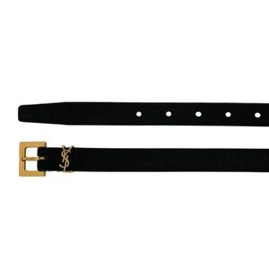 SOLD Yves Saint Laurent Cassandre Black Suede Belt